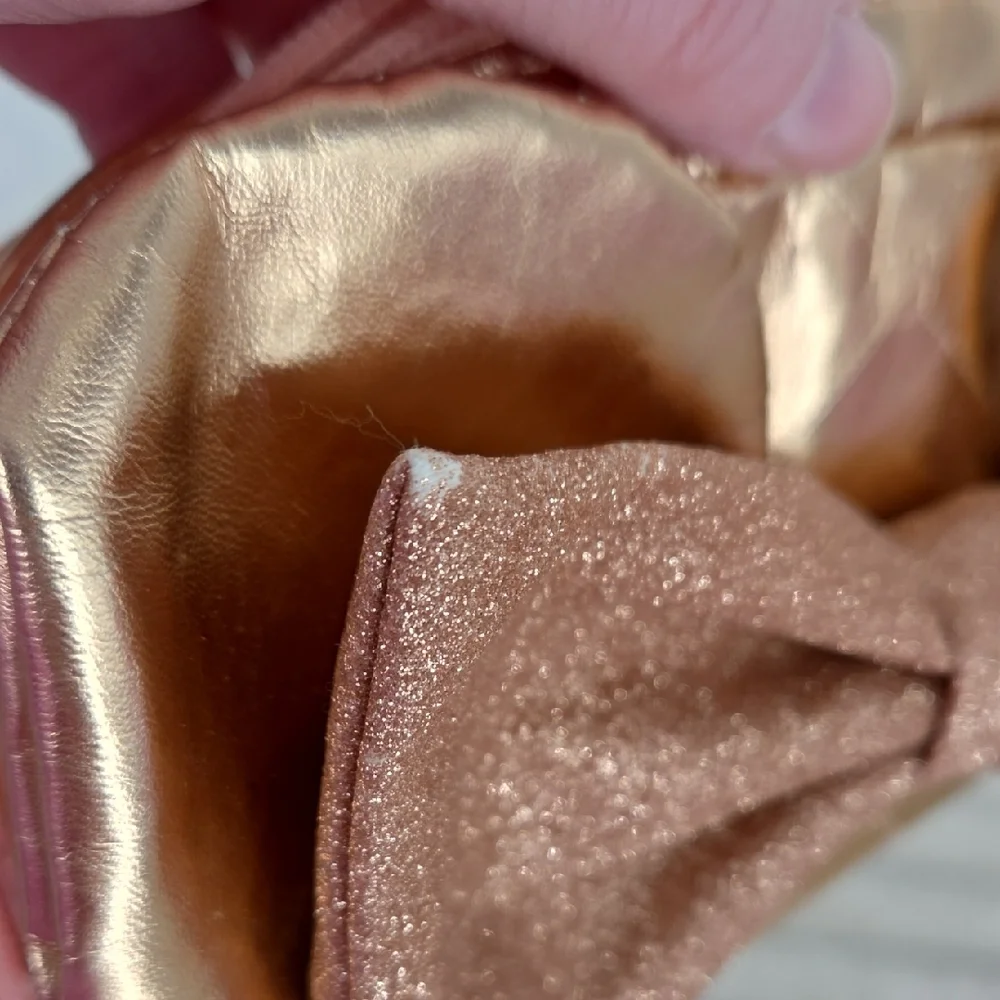 Disney Metallic Gold Mouse Ear Pouch with Glitter Bow